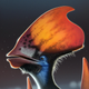 An artist’s reconstruction of T. imperator. The preserved feathers are in two tones on the back of the head.
